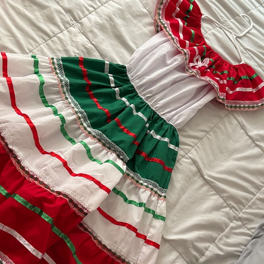 Maya Red and Pink Ruffled Dress Festive